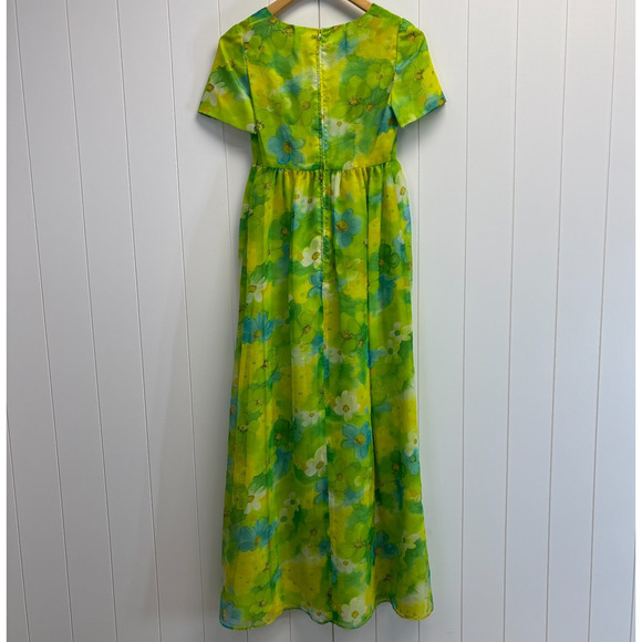 Vintage Women 60s 70s Floral Fairy Chiffon Maxi Dress Size XS Boho Retro Classic - Picture 2 of 7